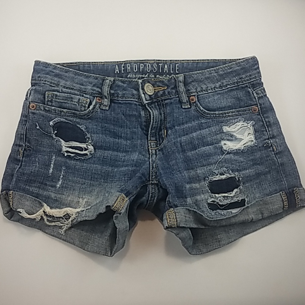 Aeropostale Distressed Cutoff Blue Jean Shorts